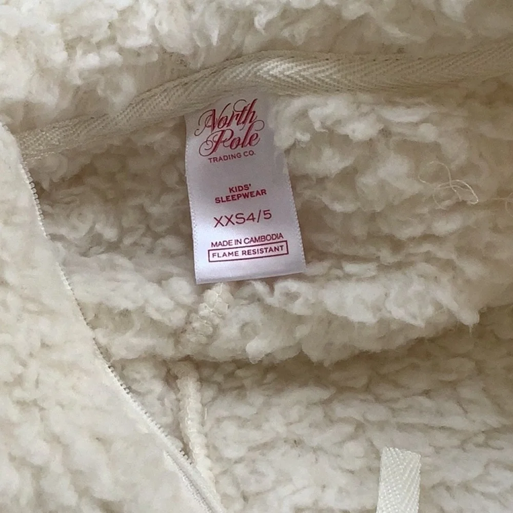 North Pole Trading Co. Polar Bear Toddler Unisex Sherpa Hooded One Piece Pajama